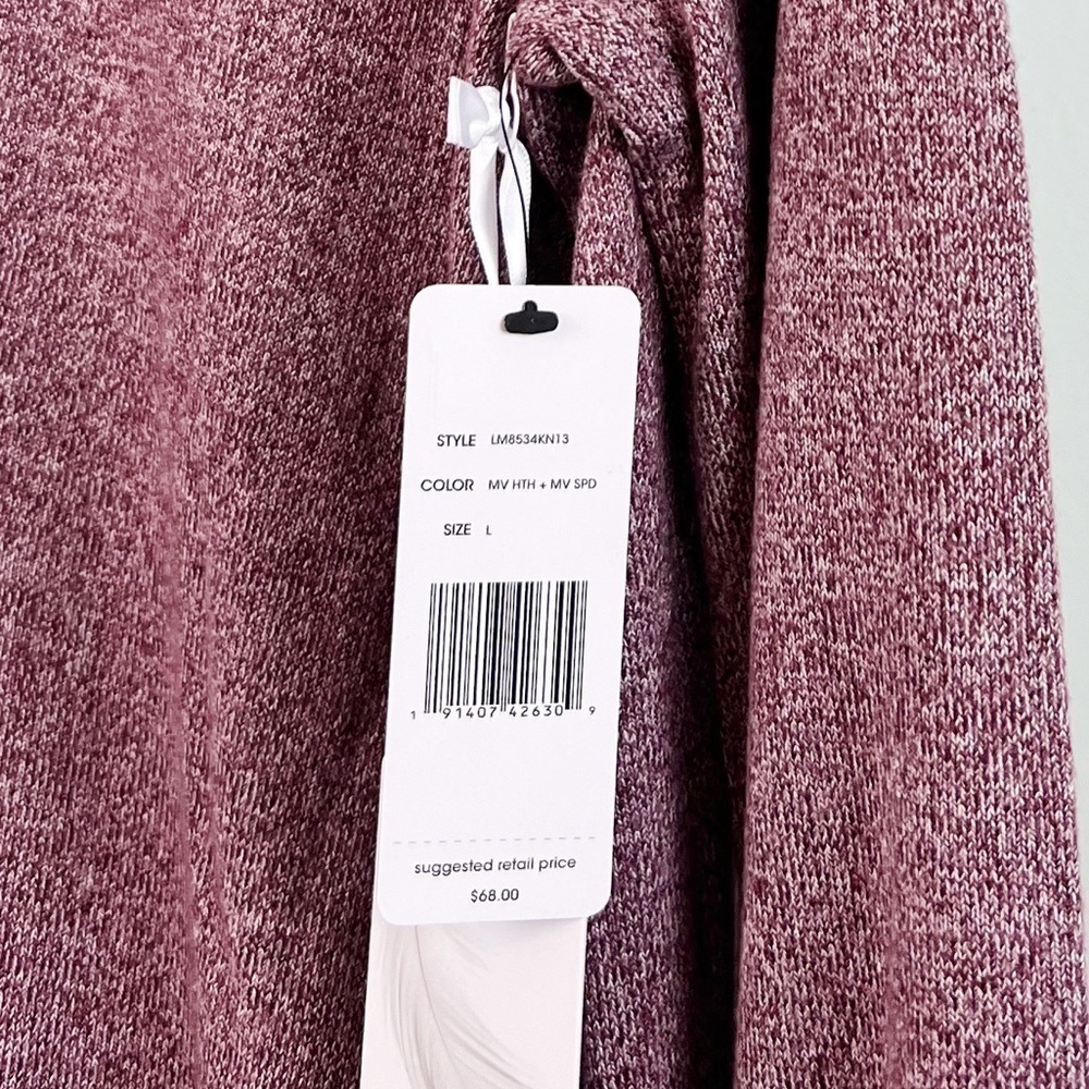 NWT Liverpool Jeans Co Split Neck Hoodie Mauve Heather Spacedye - Picture 4 of 7